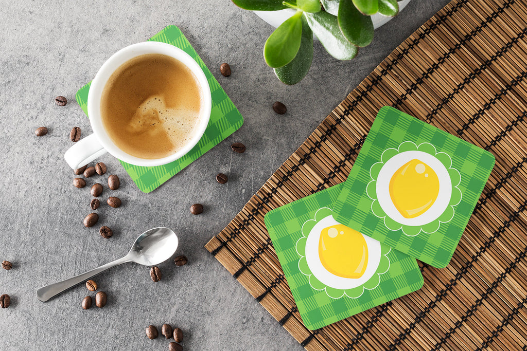 Lemon Foam Coasters Set of 4 Cup Coasters for Indoor Outdoor, Tabletop Protection, Anti Slip, Mouse pad Material