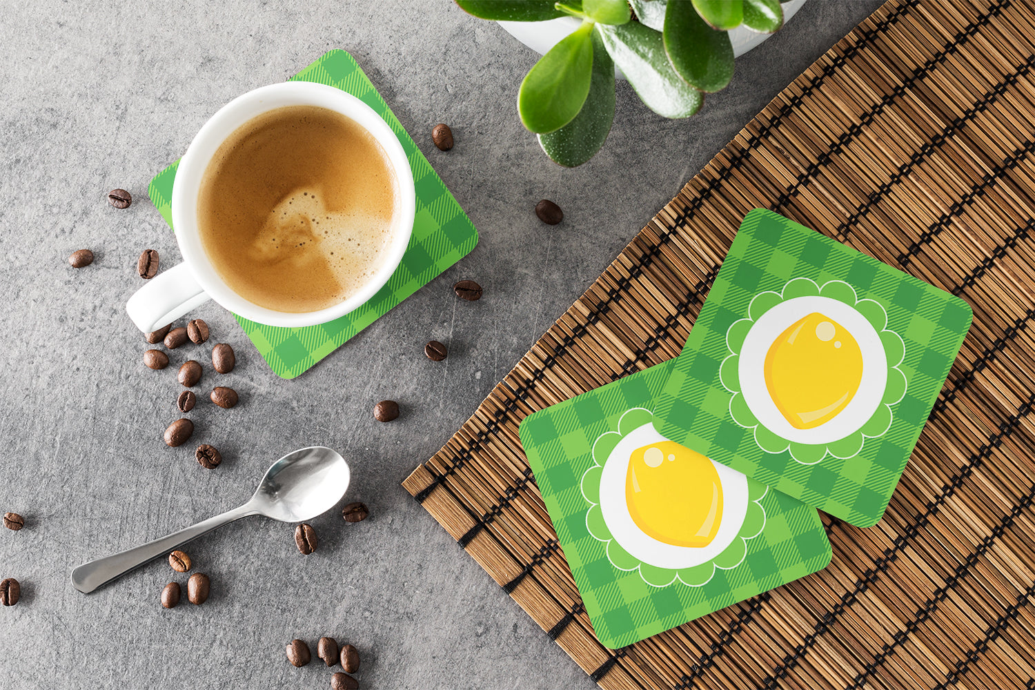 Lemon Foam Coasters Set of 4 Cup Coasters for Indoor Outdoor, Tabletop Protection, Anti Slip, Mouse pad Material