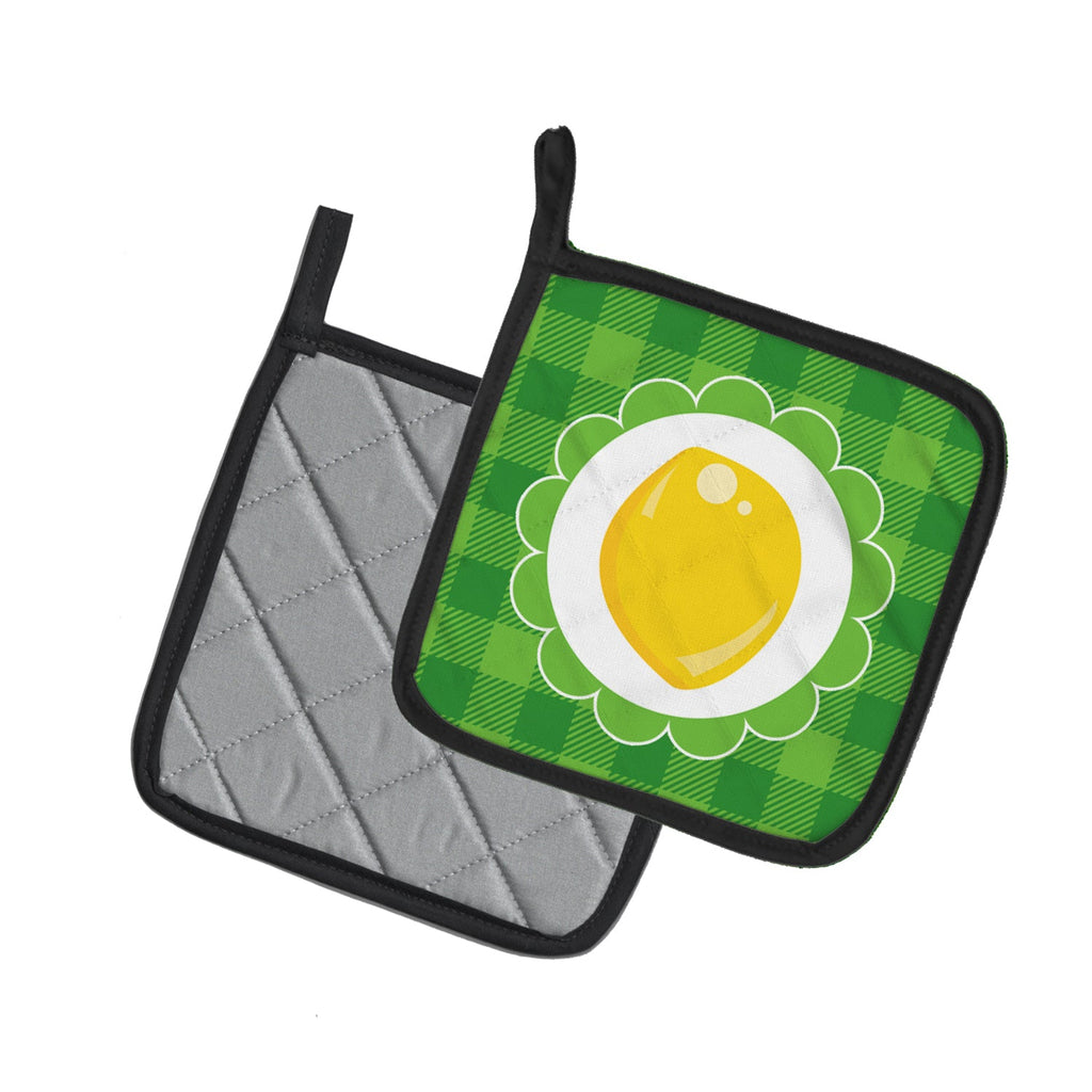 Lemon Pot Holder Set of 2 Heat Resistant Quilted Hot Pads 7.5 x 7.5 Inch, Insulated Kitchen Trivets for Cooking & Baking