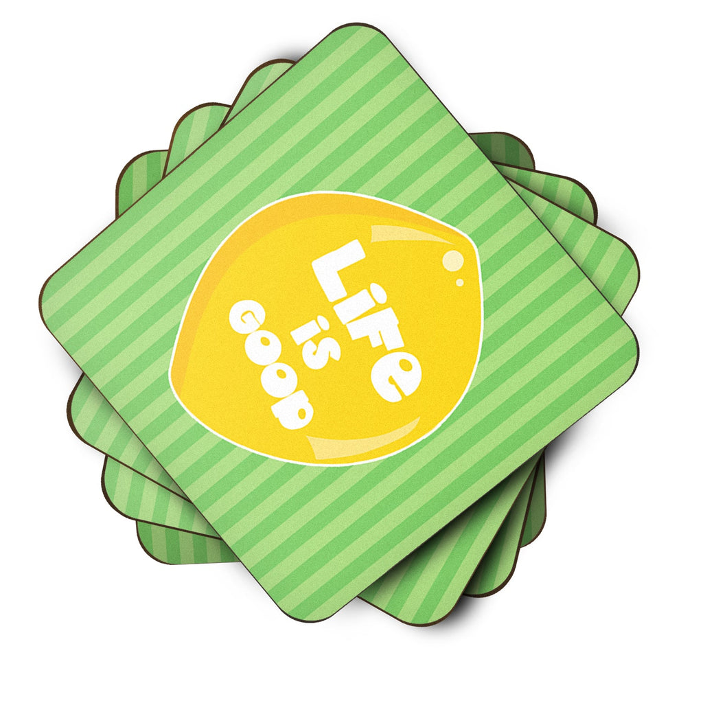 Lemon Life is Good Foam Coasters Set of 4 Cup Coasters for Indoor Outdoor, Tabletop Protection, Anti Slip, Mouse pad Material