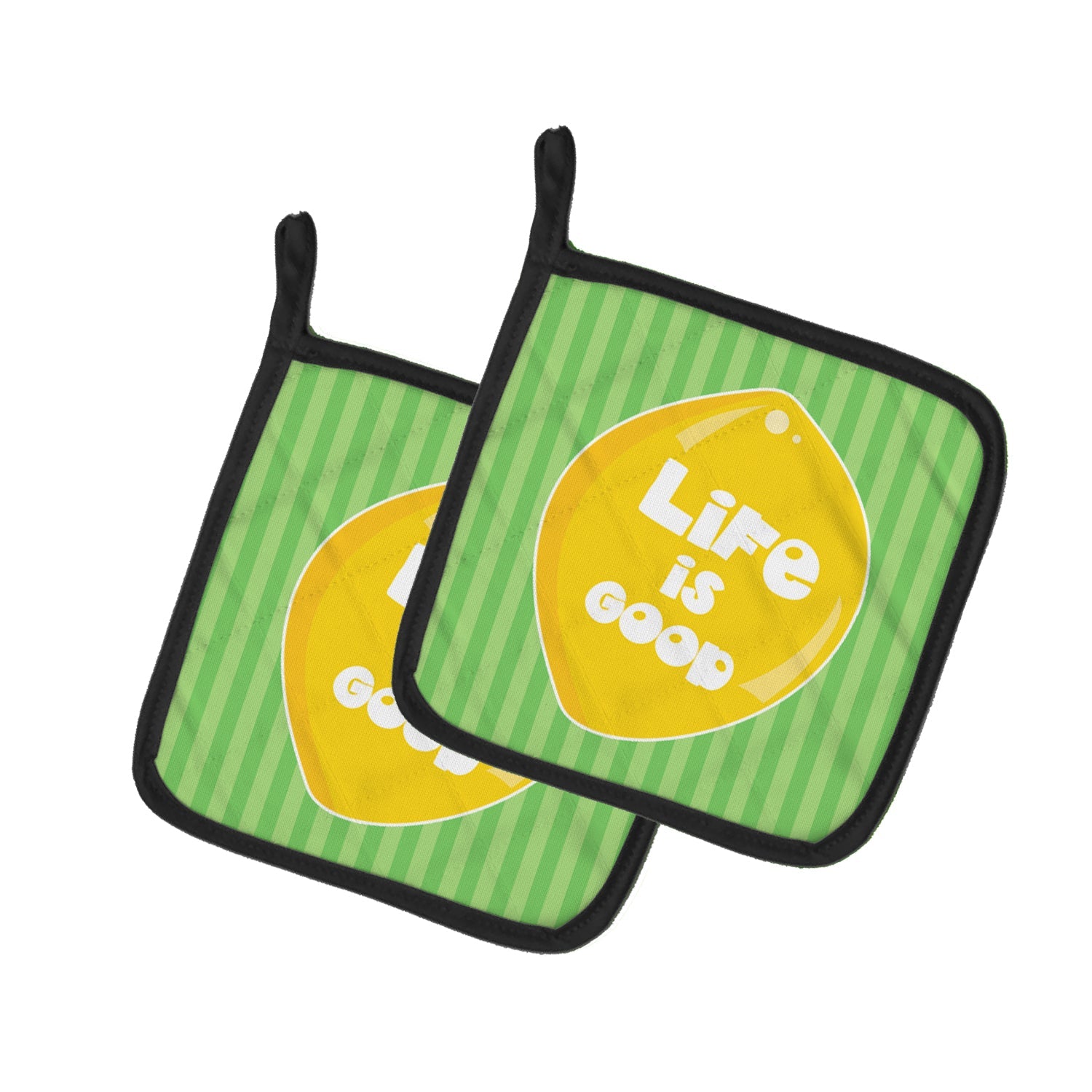 Lemon Life is Good Pot Holder Set of 2 Heat Resistant Quilted Hot Pads 7.5 x 7.5 Inch, Insulated Kitchen Trivets for Cooking & Baking