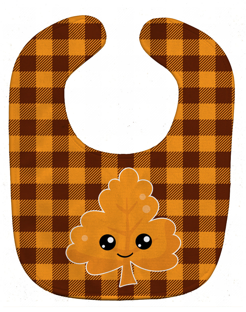 Fall Leaf on Gingham Baby Bib Easy-Clean Baby Bib Baby Feeding Accessory Baby Mealtime Essential, 10 x 13, Multicolor