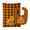 Fall Leaf on Gingham Baby Bib & Burp Cloth Easy-Clean Baby Bib Baby Feeding Accessory Baby Mealtime Essential