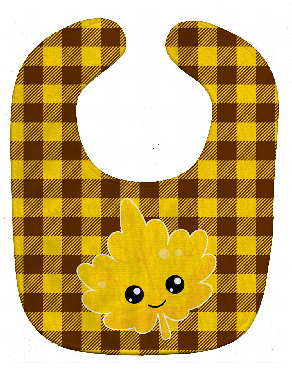 Fall Leaf on Gingham Baby Bib Easy-Clean Baby Bib Baby Feeding Accessory Baby Mealtime Essential, 10 x 13, Multicolor