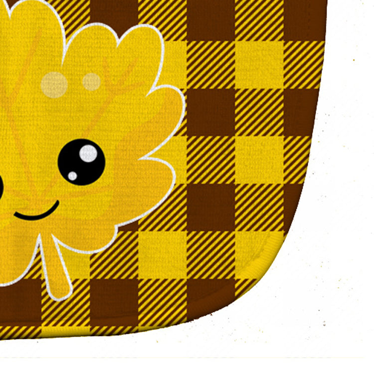 Fall Leaf on Gingham Baby Bib Easy-Clean Baby Bib Baby Feeding Accessory Baby Mealtime Essential, 10 x 13, Multicolor