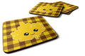 Fall Leaf on Gingham Foam Coasters Set of 4 Cup Coasters for Indoor Outdoor, Tabletop Protection, Anti Slip, Mouse pad Material