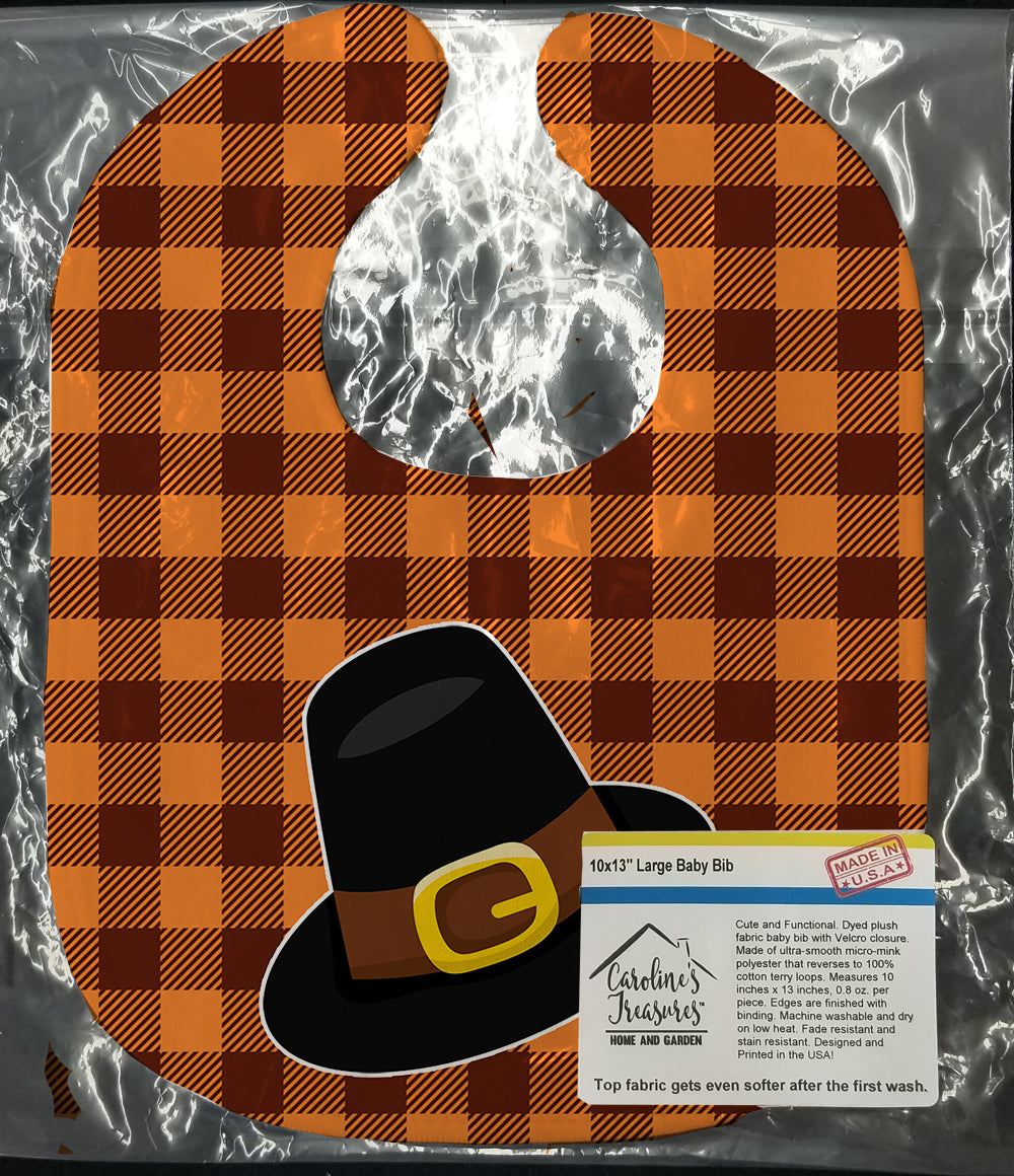Thanksgiving Pilgrim Hat Baby Bib Easy-Clean Baby Bib Baby Feeding Accessory Baby Mealtime Essential, 10 x 13, Multicolor