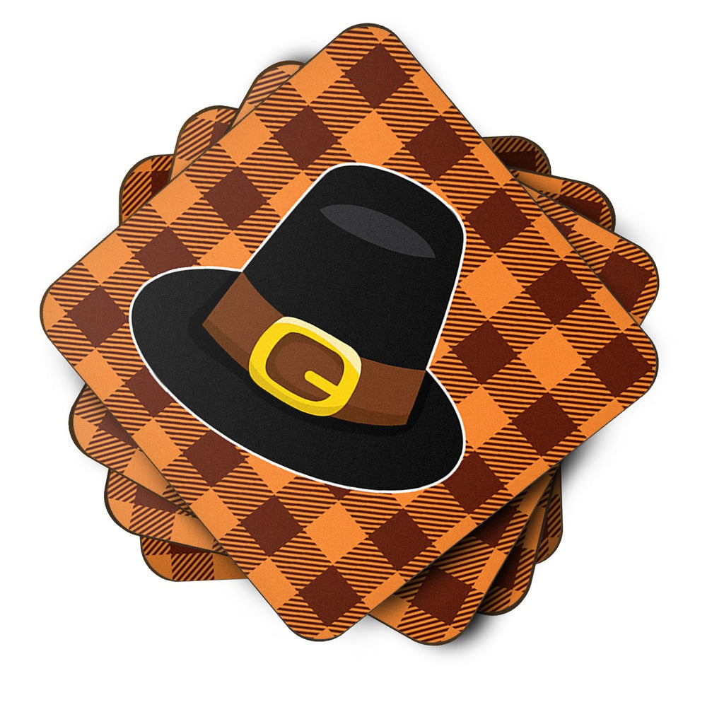 Thanksgiving Pilgrim Hat Foam Coasters Set of 4 Cup Coasters for Indoor Outdoor, Tabletop Protection, Anti Slip, Mouse pad Material