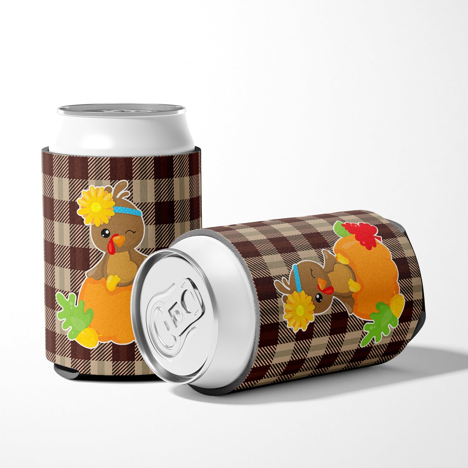 Thanksgiving Baby Turkey Can or Bottle Hugger Cooler Sleeve for Standard 12 oz Cans, Insulated Foam Beer & Soda Can Hugger Reusable