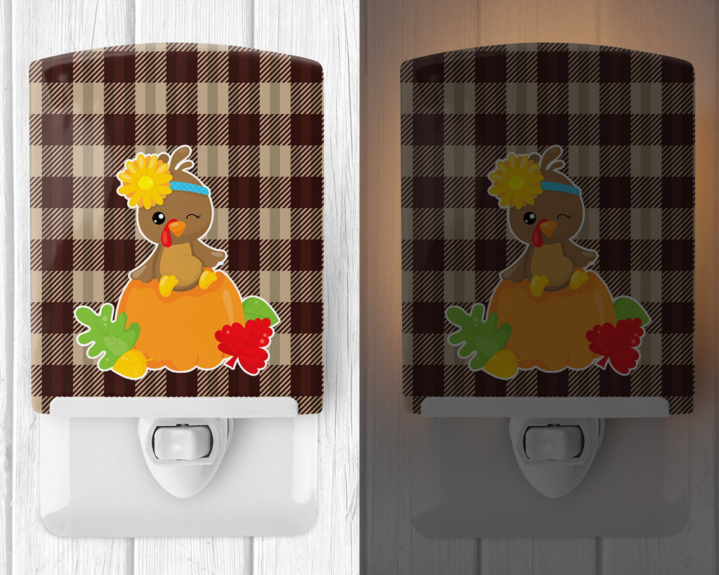 Thanksgiving Baby Turkey Ceramic Night Light Compact, UL-Certified, Ideal for Bedroom, Bathroom, Nursery, Hallway, Kitchen, 6x4x3, Multicolor
