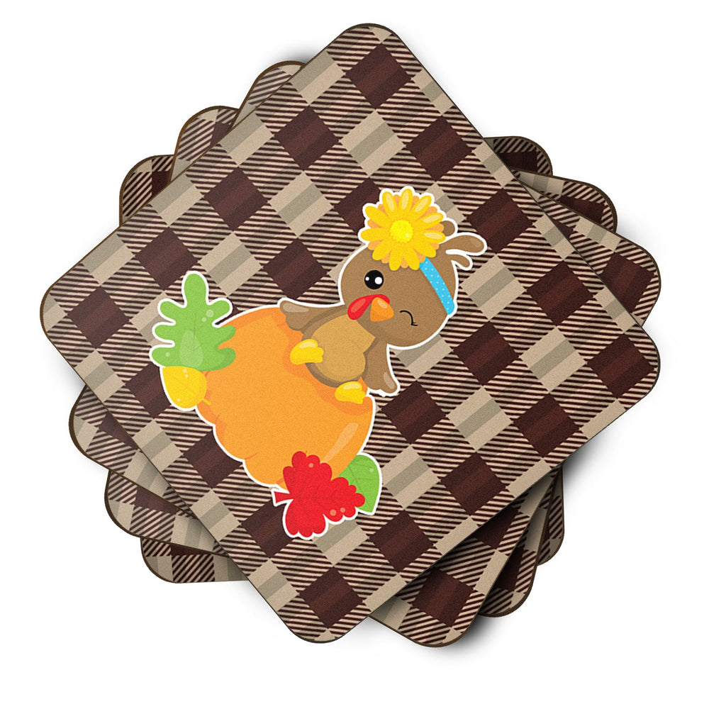 Thanksgiving Baby Turkey Foam Coasters Set of 4 Cup Coasters for Indoor Outdoor, Tabletop Protection, Anti Slip, Mouse pad Material