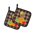 Thanksgiving Baby Turkey Pot Holder Set of 2 Heat Resistant Quilted Hot Pads 7.5 x 7.5 Inch, Insulated Kitchen Trivets for Cooking & Baking