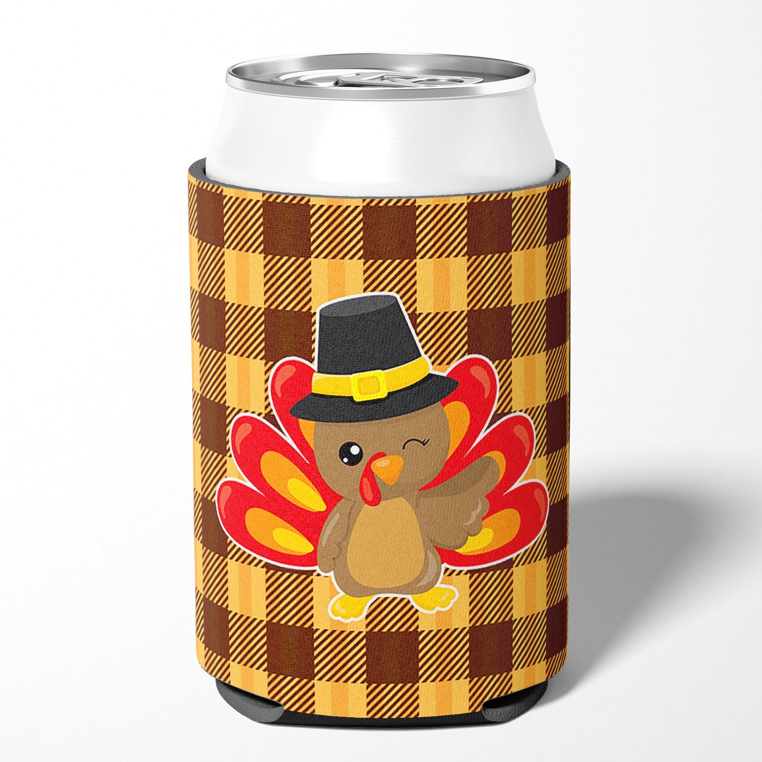 Thanksgiving Turkey Wink Can or Bottle Hugger Cooler Sleeve for Standard 12 oz Cans, Insulated Foam Beer & Soda Can Hugger Reusable