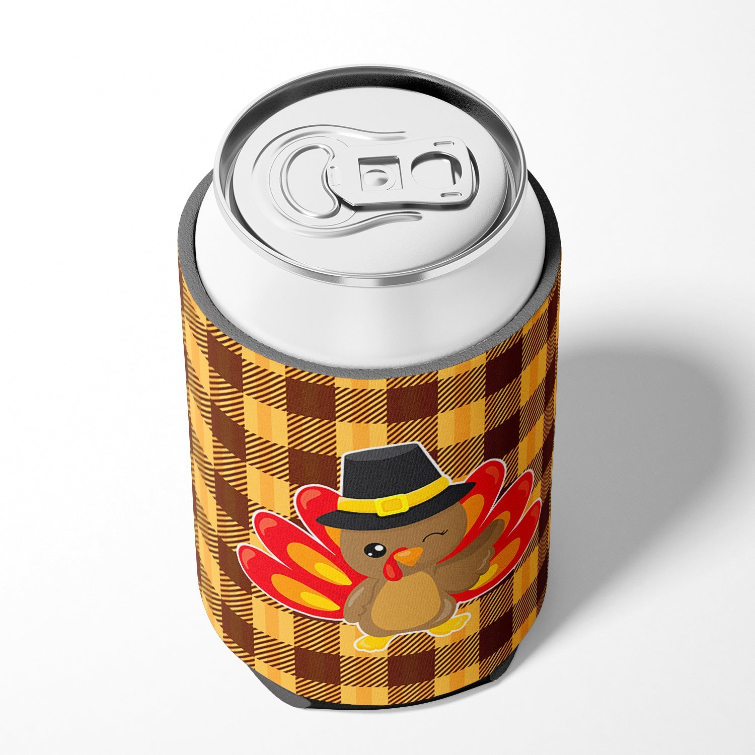 Thanksgiving Turkey Wink Can or Bottle Hugger Cooler Sleeve for Standard 12 oz Cans, Insulated Foam Beer & Soda Can Hugger Reusable