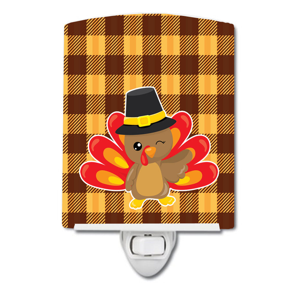 Thanksgiving Turkey Wink Ceramic Night Light Compact, UL-Certified, Ideal for Bedroom, Bathroom, Nursery, Hallway, Kitchen, 6x4x3, Multicolor