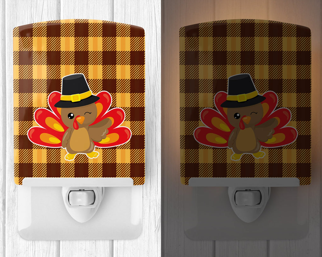 Thanksgiving Turkey Wink Ceramic Night Light Compact, UL-Certified, Ideal for Bedroom, Bathroom, Nursery, Hallway, Kitchen, 6x4x3, Multicolor