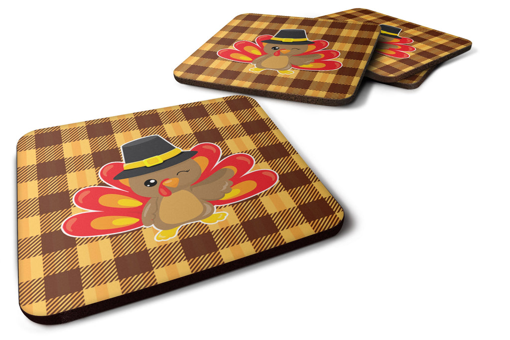 Thanksgiving Turkey Wink Foam Coasters Set of 4 Cup Coasters for Indoor Outdoor, Tabletop Protection, Anti Slip, Mouse pad Material