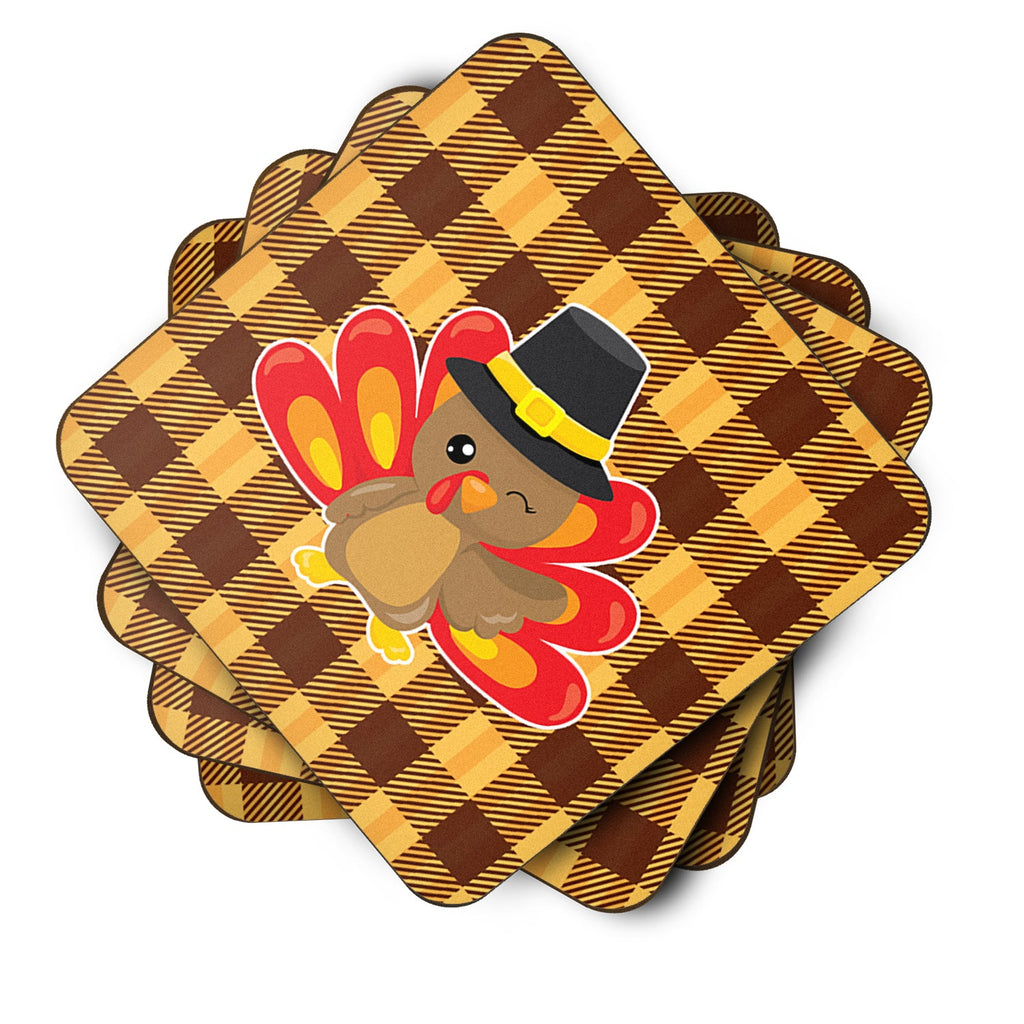 Thanksgiving Turkey Wink Foam Coasters Set of 4 Cup Coasters for Indoor Outdoor, Tabletop Protection, Anti Slip, Mouse pad Material