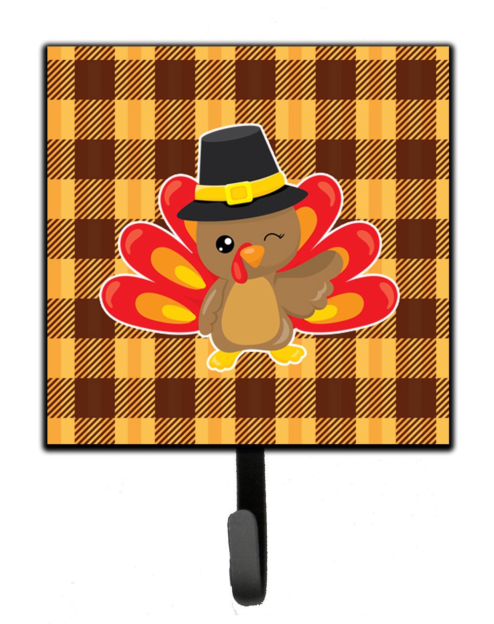 Thanksgiving Turkey Wink Leash or Key Holder Wall Hooks, Key Hooks Holder, Coat Rack Wall Mount, Coat Hooks, Hooks for Hanging Keys, Towels, Aprons, Leashes
