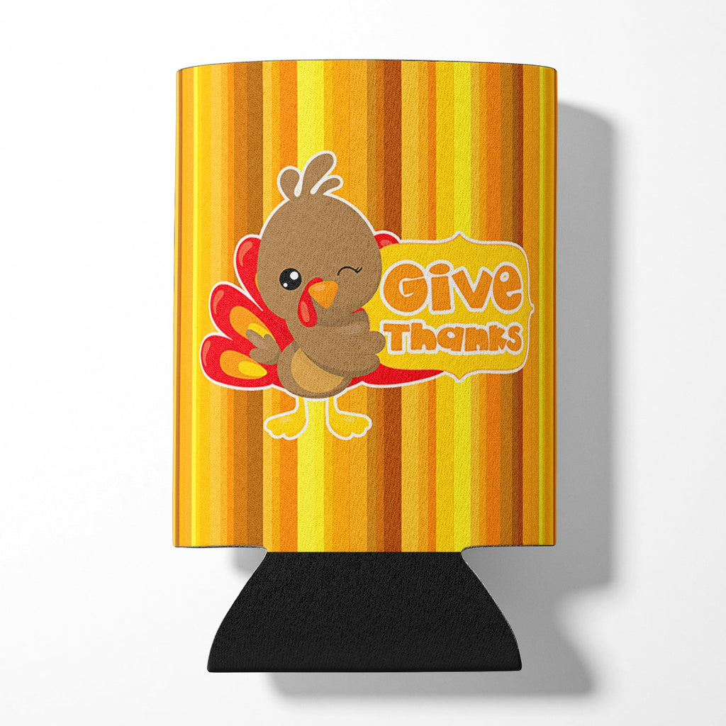 Thanksgiving Turkey Give Thanks Can or Bottle Hugger Cooler Sleeve for Standard 12 oz Cans, Insulated Foam Beer & Soda Can Hugger Reusable