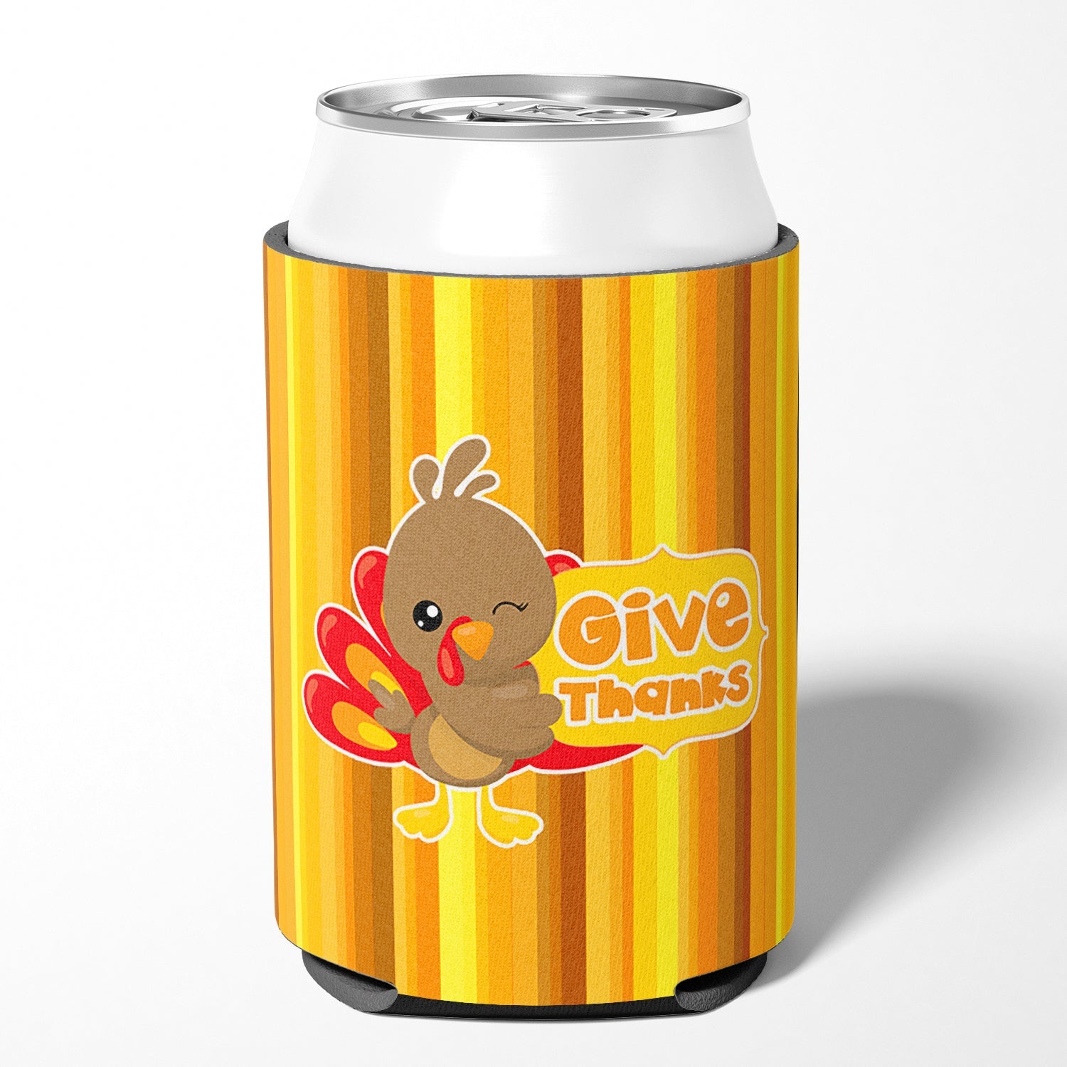 Thanksgiving Turkey Give Thanks Can or Bottle Hugger Cooler Sleeve for Standard 12 oz Cans, Insulated Foam Beer & Soda Can Hugger Reusable