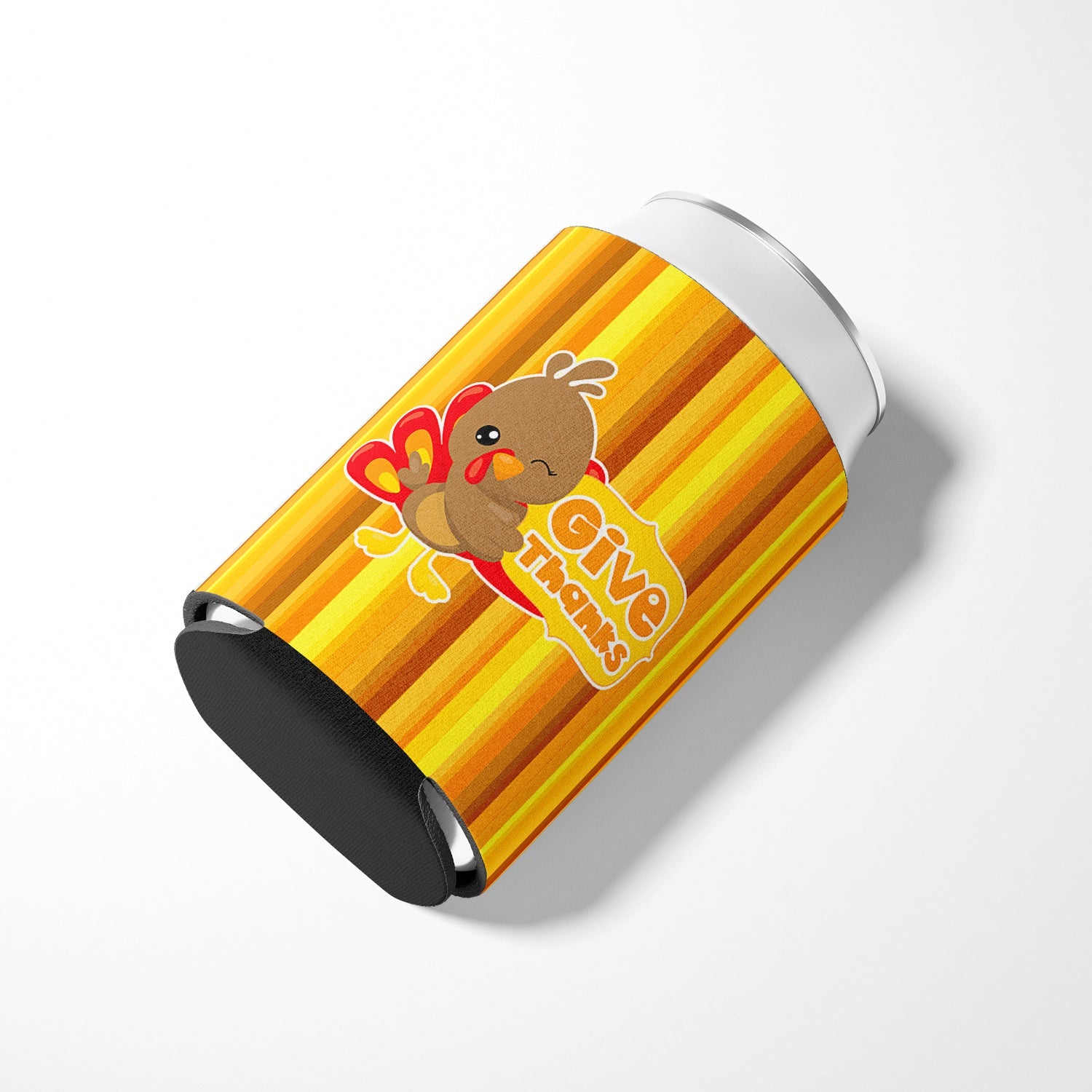 Thanksgiving Turkey Give Thanks Can or Bottle Hugger Cooler Sleeve for Standard 12 oz Cans, Insulated Foam Beer & Soda Can Hugger Reusable