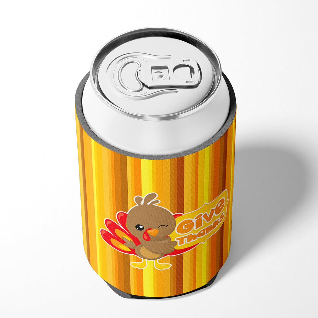 Thanksgiving Turkey Give Thanks Can or Bottle Hugger Cooler Sleeve for Standard 12 oz Cans, Insulated Foam Beer & Soda Can Hugger Reusable