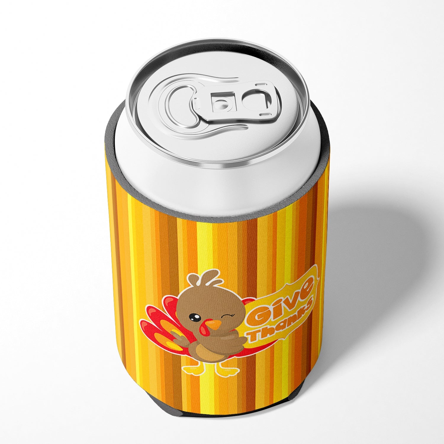 Thanksgiving Turkey Give Thanks Can or Bottle Hugger Cooler Sleeve for Standard 12 oz Cans, Insulated Foam Beer & Soda Can Hugger Reusable