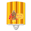 Thanksgiving Turkey Give Thanks Ceramic Night Light Compact, UL-Certified, Ideal for Bedroom, Bathroom, Nursery, Hallway, Kitchen, 6x4x3, Multicolor
