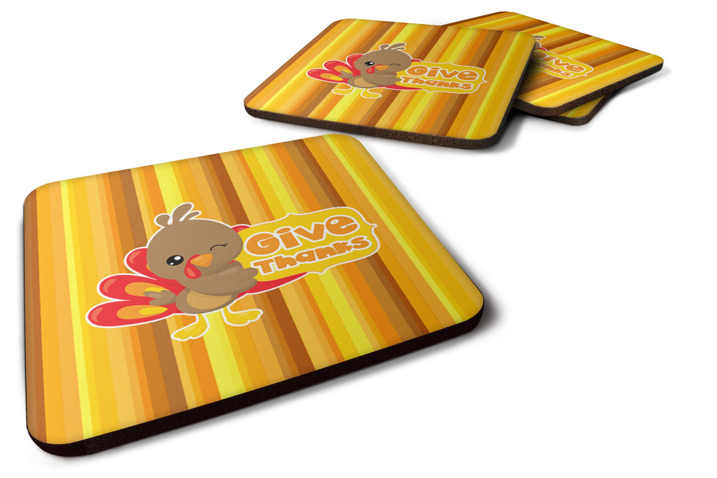 Thanksgiving Turkey Give Thanks Foam Coasters Set of 4 Cup Coasters for Indoor Outdoor, Tabletop Protection, Anti Slip, Mouse pad Material
