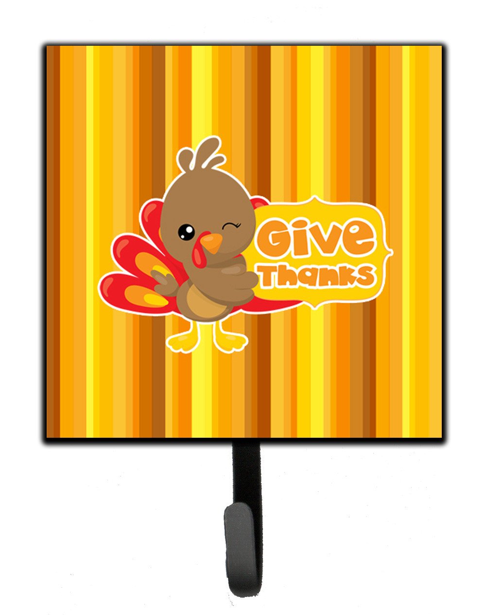 Thanksgiving Turkey Give Thanks Leash or Key Holder Wall Hooks, Key Hooks Holder, Coat Rack Wall Mount, Coat Hooks, Hooks for Hanging Keys, Towels, Aprons, Leashes