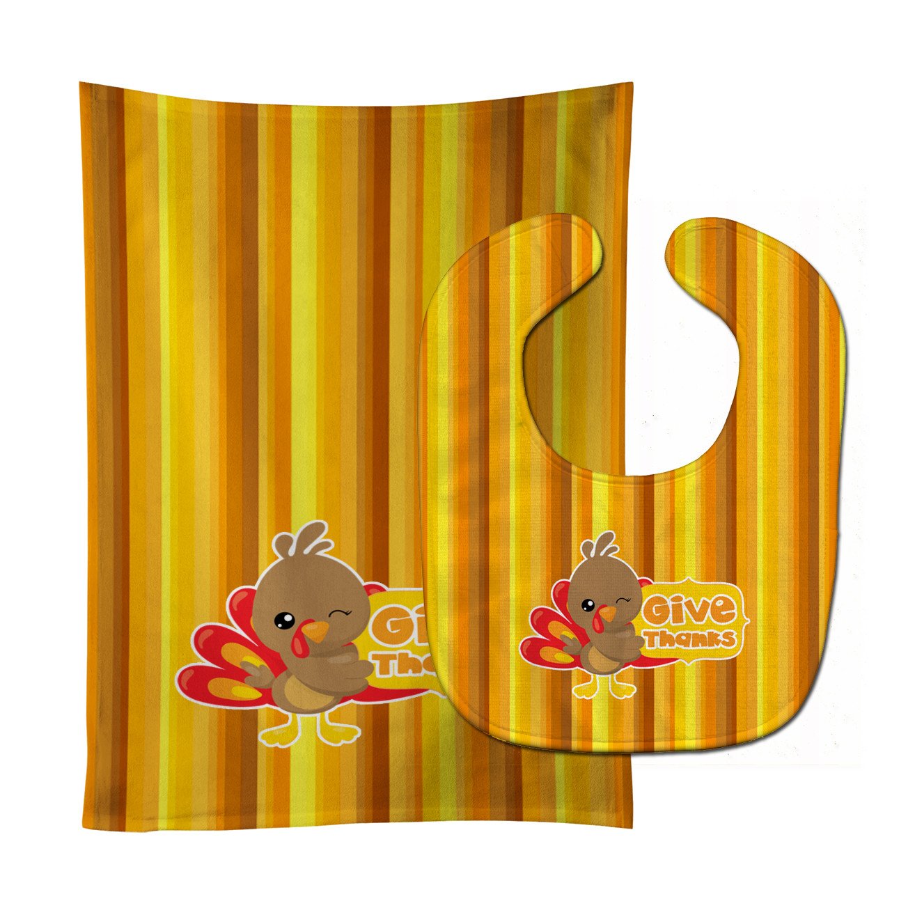 Thanksgiving Turkey Give Thanks Baby Bib & Burp Cloth Easy-Clean Baby Bib Baby Feeding Accessory Baby Mealtime Essential