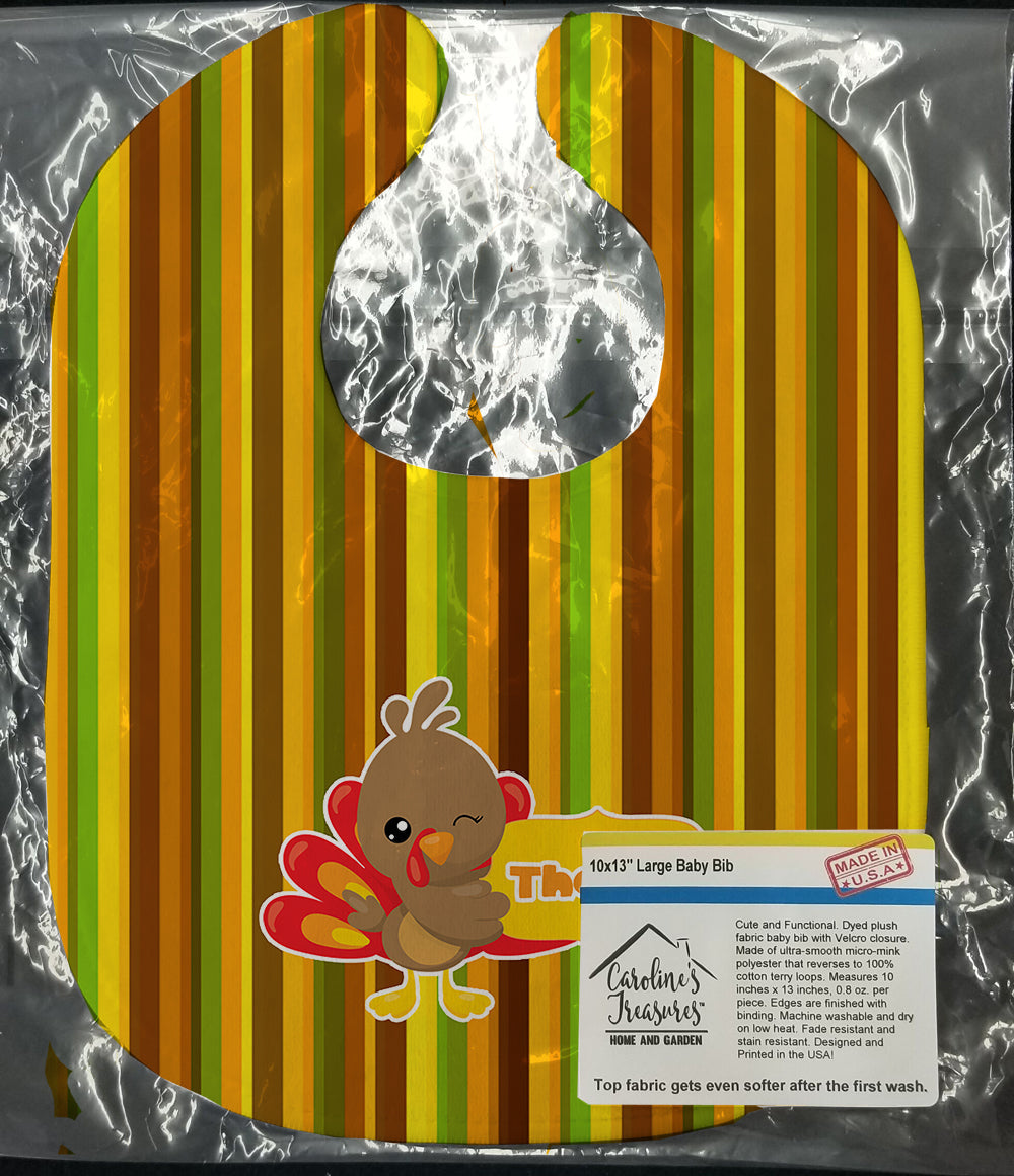 Thanksgiving Turkey Thanks Baby Bib Easy-Clean Baby Bib Baby Feeding Accessory Baby Mealtime Essential, 10 x 13, Multicolor