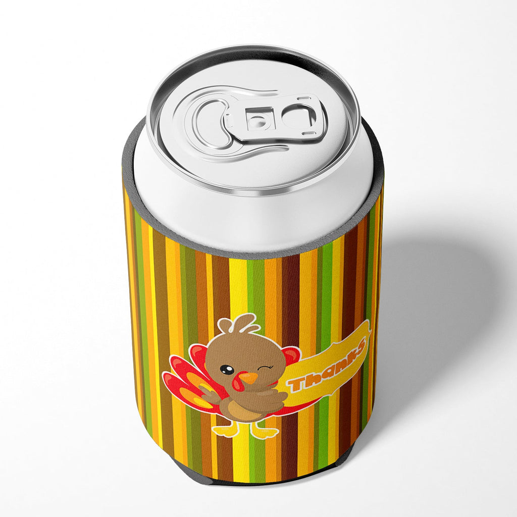 Thanksgiving Turkey Thanks Can or Bottle Hugger Cooler Sleeve for Standard 12 oz Cans, Insulated Foam Beer & Soda Can Hugger Reusable