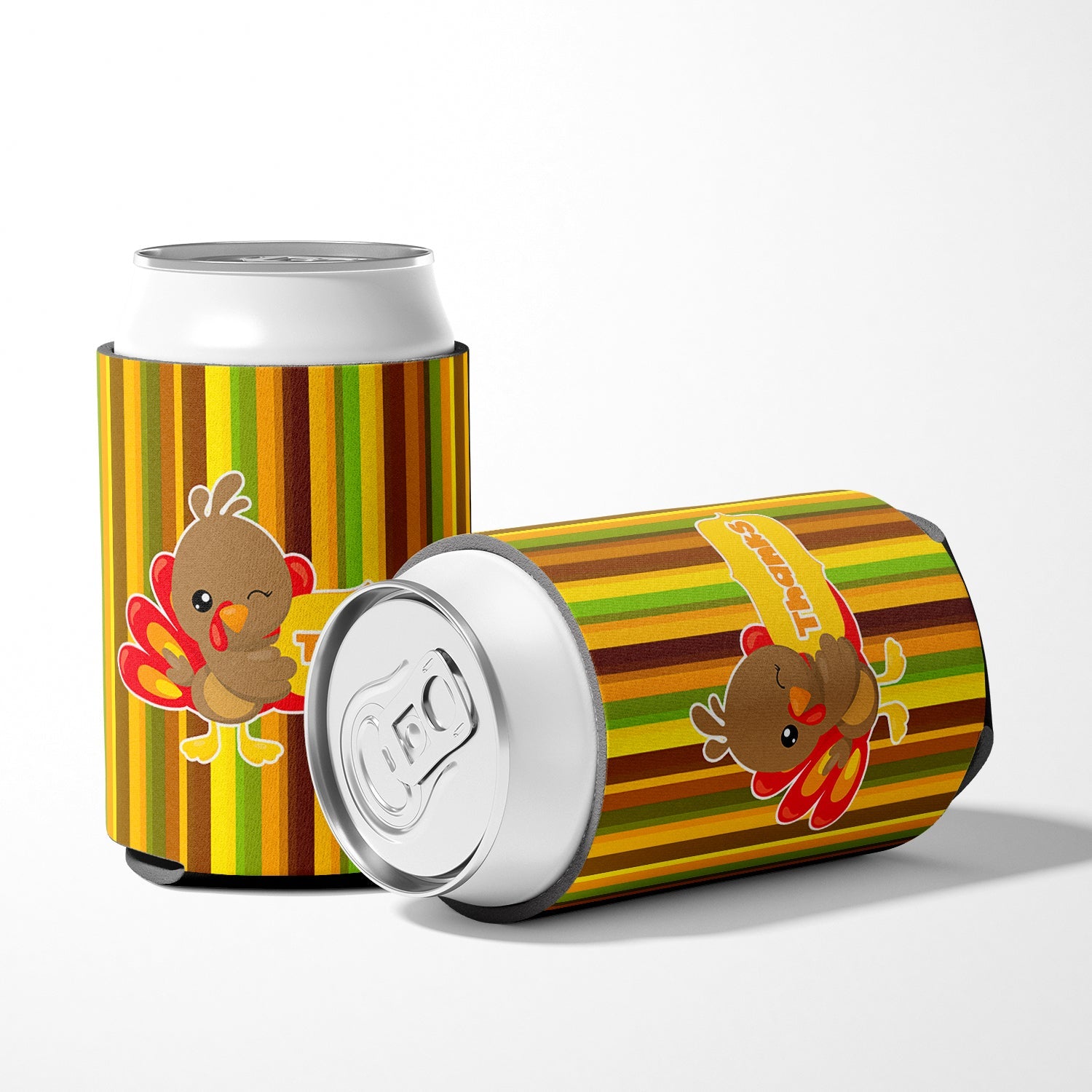 Thanksgiving Turkey Thanks Can or Bottle Hugger Cooler Sleeve for Standard 12 oz Cans, Insulated Foam Beer & Soda Can Hugger Reusable