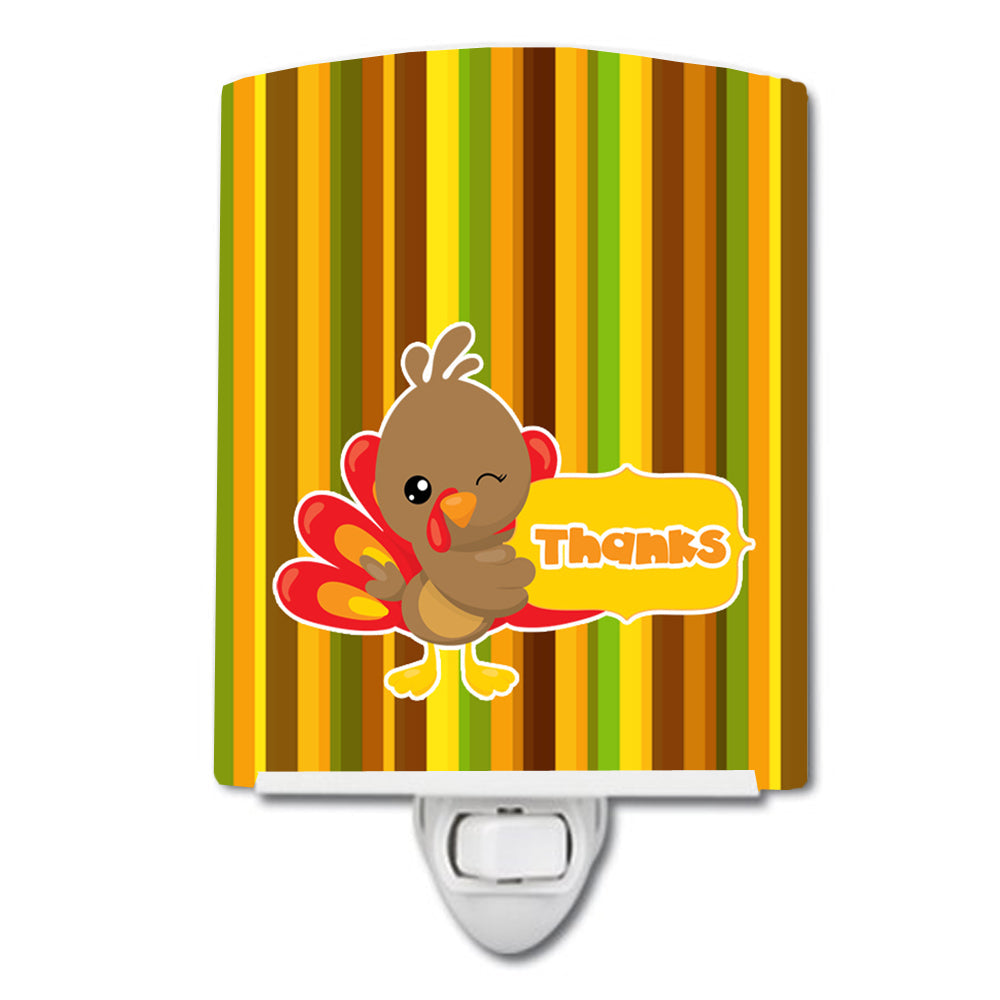 Thanksgiving Turkey Thanks Ceramic Night Light Compact, UL-Certified, Ideal for Bedroom, Bathroom, Nursery, Hallway, Kitchen, 6x4x3, Multicolor