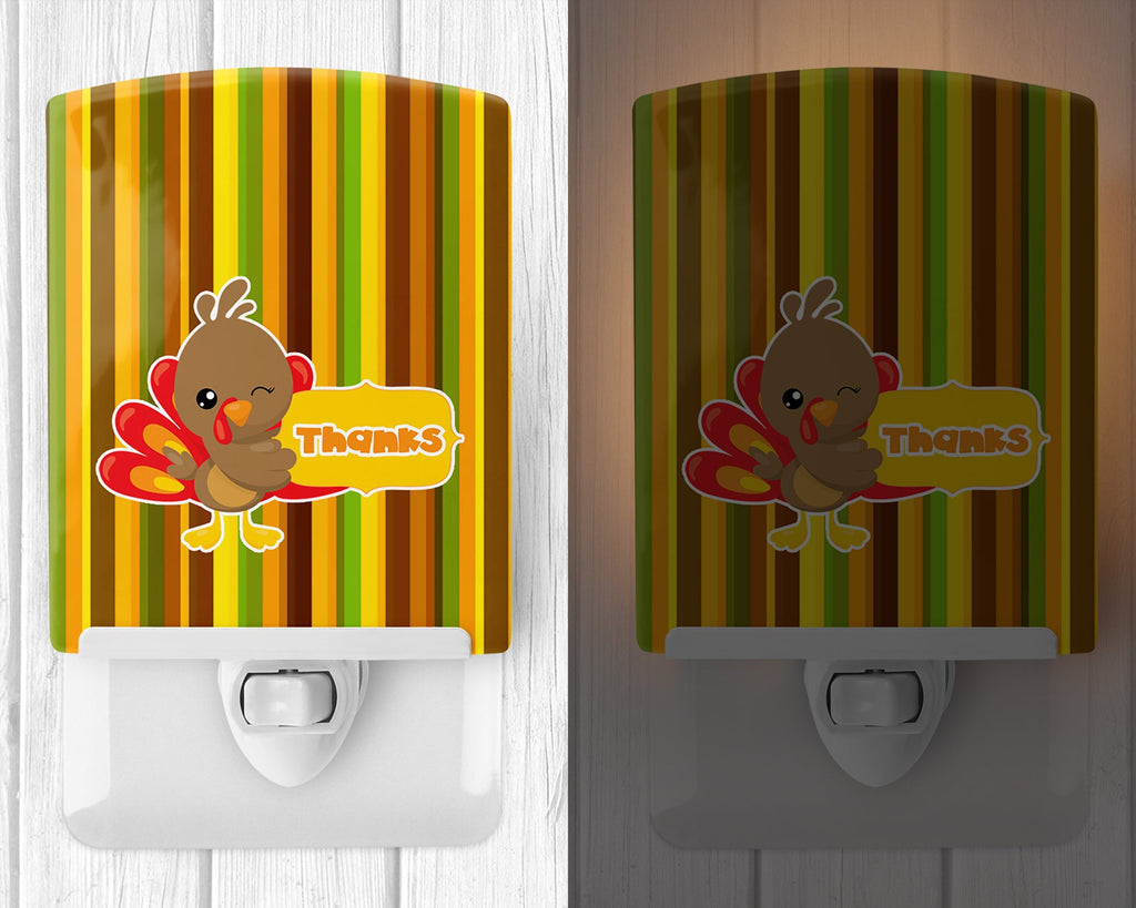 Thanksgiving Turkey Thanks Ceramic Night Light Compact, UL-Certified, Ideal for Bedroom, Bathroom, Nursery, Hallway, Kitchen, 6x4x3, Multicolor