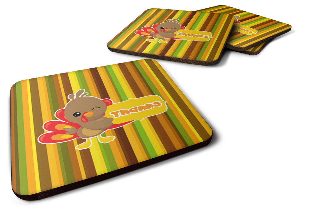 Thanksgiving Turkey Thanks Foam Coasters Set of 4 Cup Coasters for Indoor Outdoor, Tabletop Protection, Anti Slip, Mouse pad Material