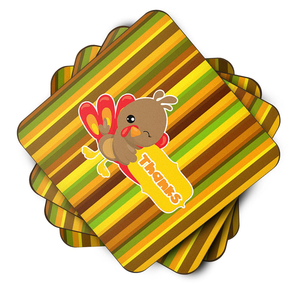 Thanksgiving Turkey Thanks Foam Coasters Set of 4 Cup Coasters for Indoor Outdoor, Tabletop Protection, Anti Slip, Mouse pad Material