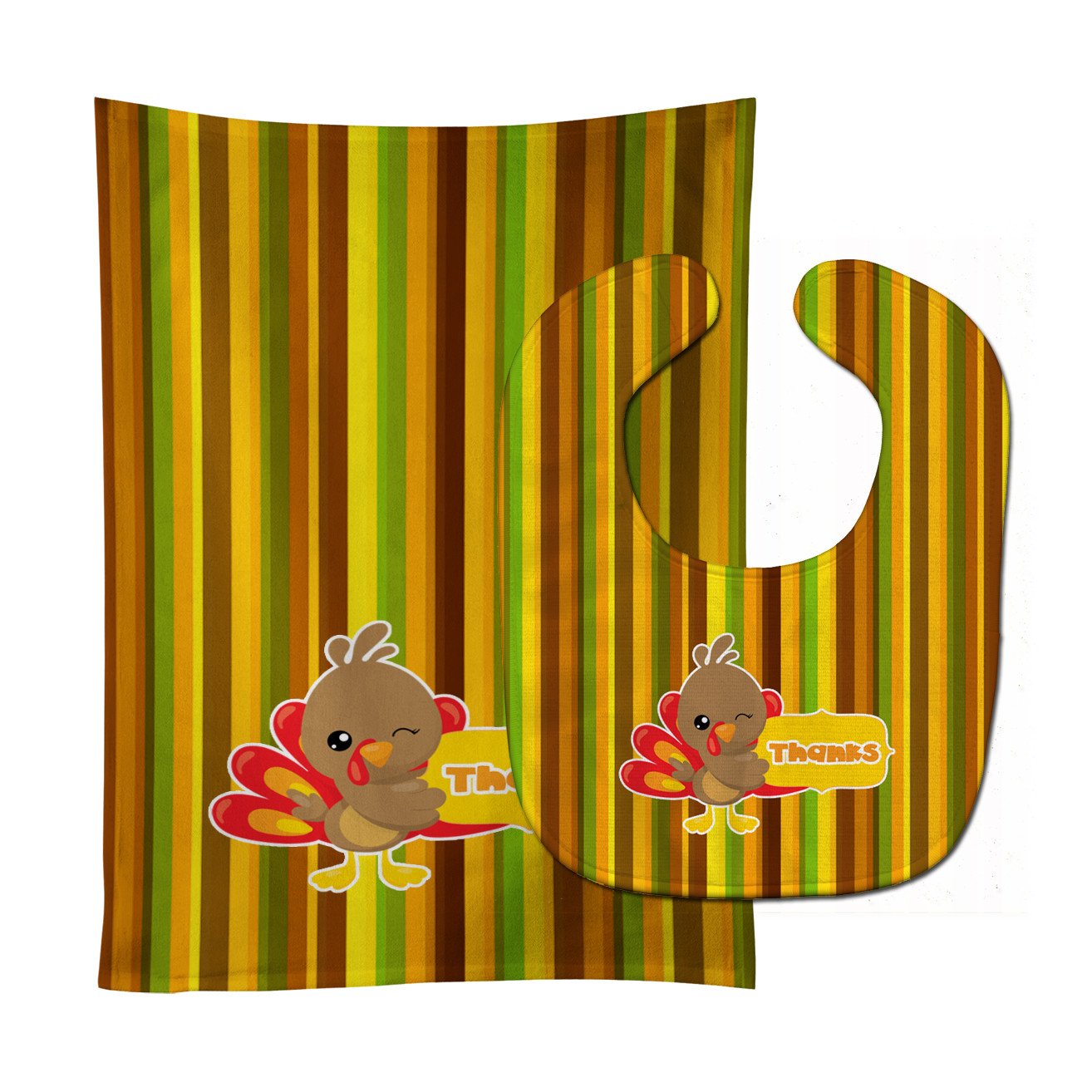 Thanksgiving Turkey Thanks Baby Bib & Burp Cloth Easy-Clean Baby Bib Baby Feeding Accessory Baby Mealtime Essential