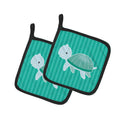 Sea Turtle Pot Holder Set of 2 Heat Resistant Quilted Hot Pads 7.5 x 7.5 Inch, Insulated Kitchen Trivets for Cooking & Baking