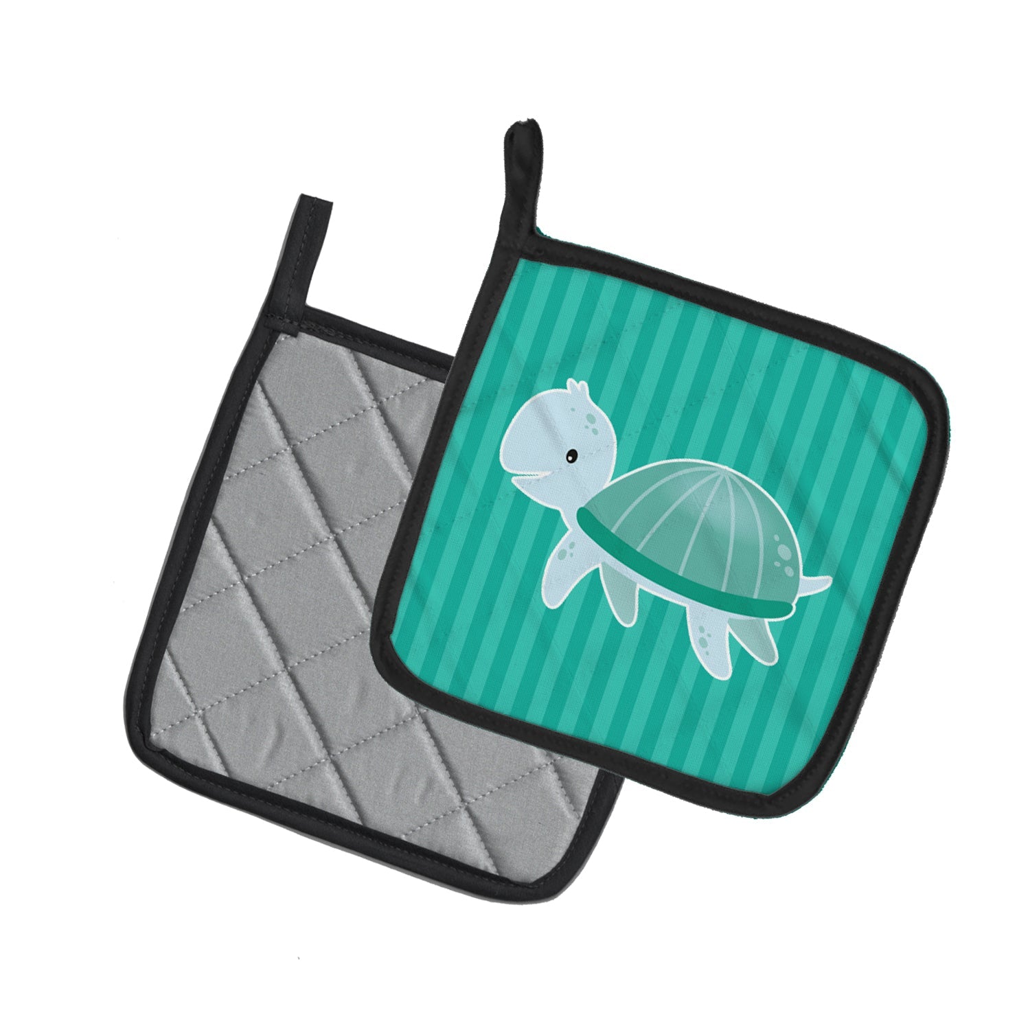 Sea Turtle Pot Holder Set of 2 Heat Resistant Quilted Hot Pads 7.5 x 7.5 Inch, Insulated Kitchen Trivets for Cooking & Baking