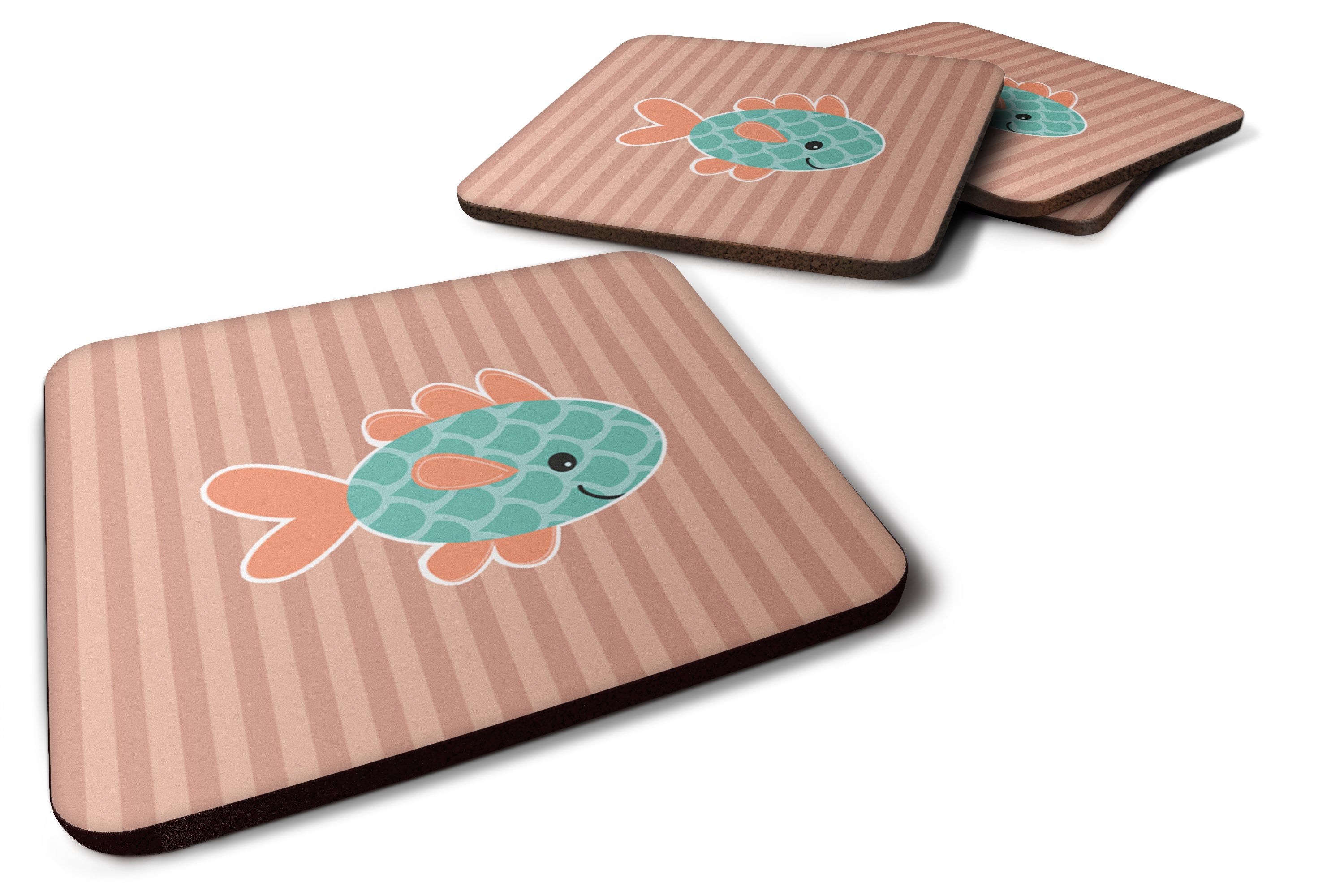 Fish Foam Coasters Set of 4 Cup Coasters for Indoor Outdoor, Tabletop Protection, Anti Slip, Mouse pad Material