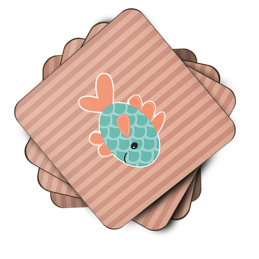 Fish Foam Coasters Set of 4 Cup Coasters for Indoor Outdoor, Tabletop Protection, Anti Slip, Mouse pad Material
