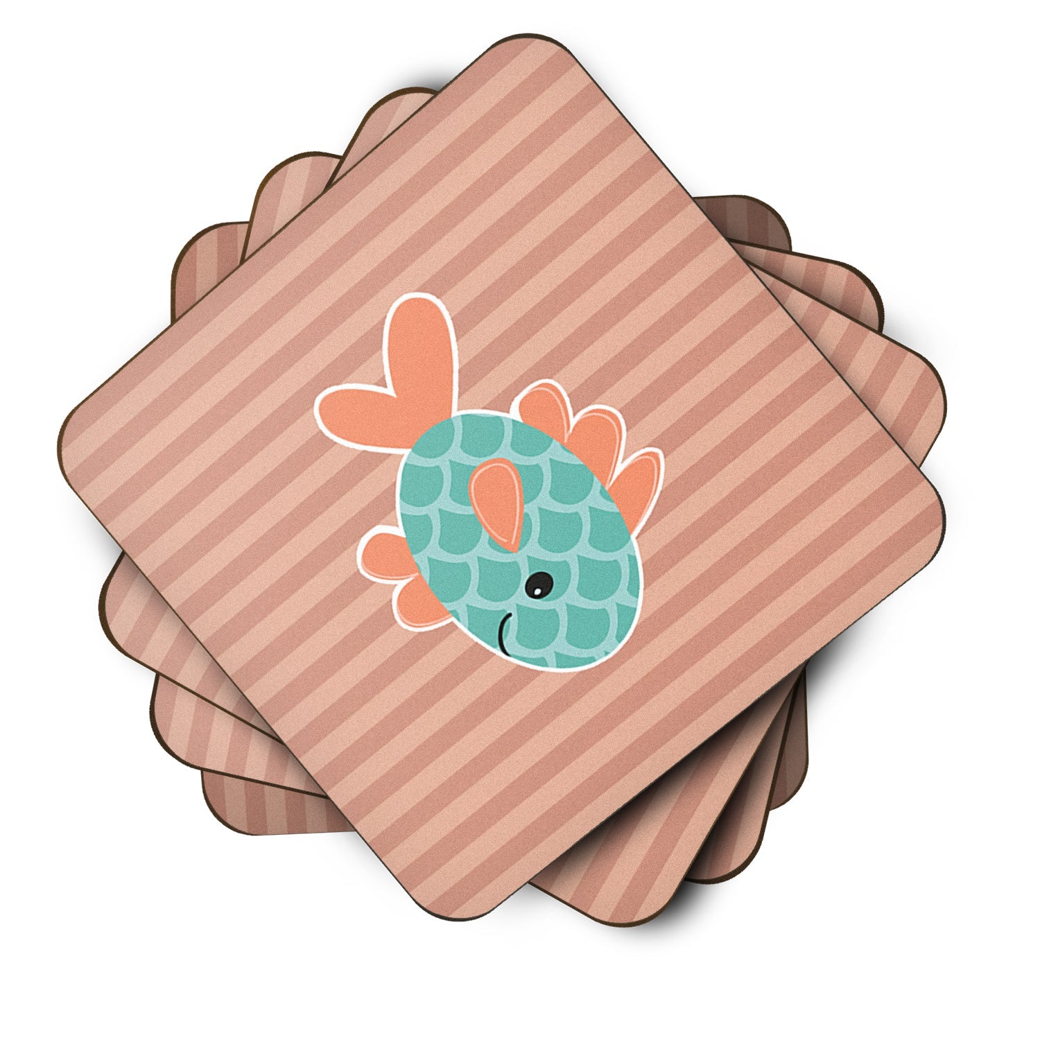 Fish Foam Coasters Set of 4 Cup Coasters for Indoor Outdoor, Tabletop Protection, Anti Slip, Mouse pad Material