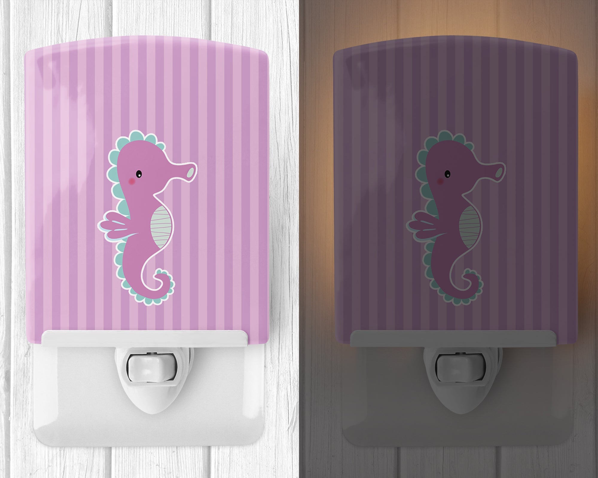 Seahorse Ceramic Night Light Compact, UL-Certified, Ideal for Bedroom, Bathroom, Nursery, Hallway, Kitchen, 6x4x3, Multicolor