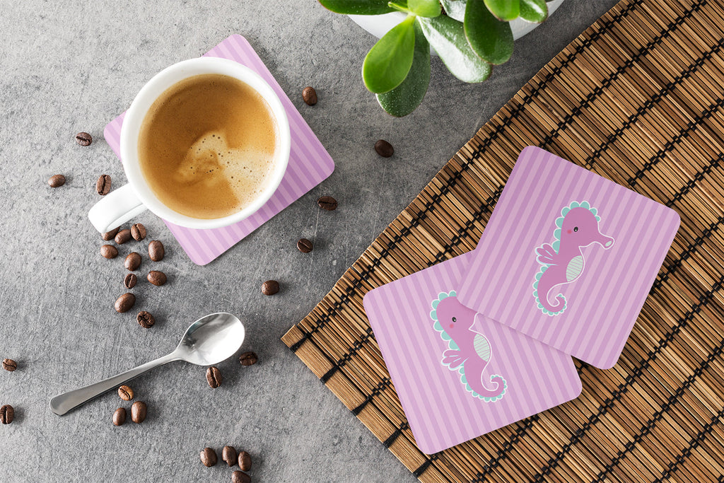 Seahorse Foam Coasters Set of 4 Cup Coasters for Indoor Outdoor, Tabletop Protection, Anti Slip, Mouse pad Material