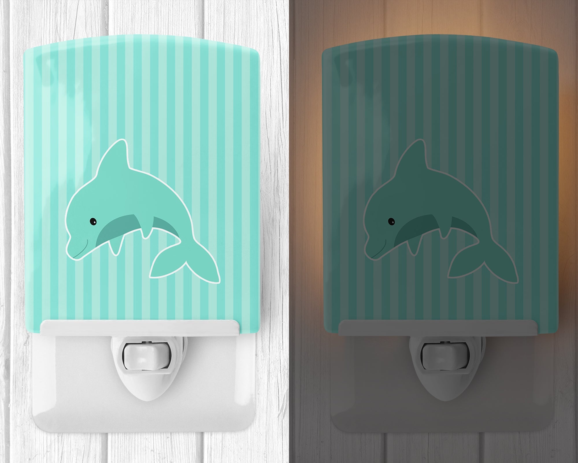 Dolphin Ceramic Night Light Compact, UL-Certified, Ideal for Bedroom, Bathroom, Nursery, Hallway, Kitchen, 6x4x3, Multicolor