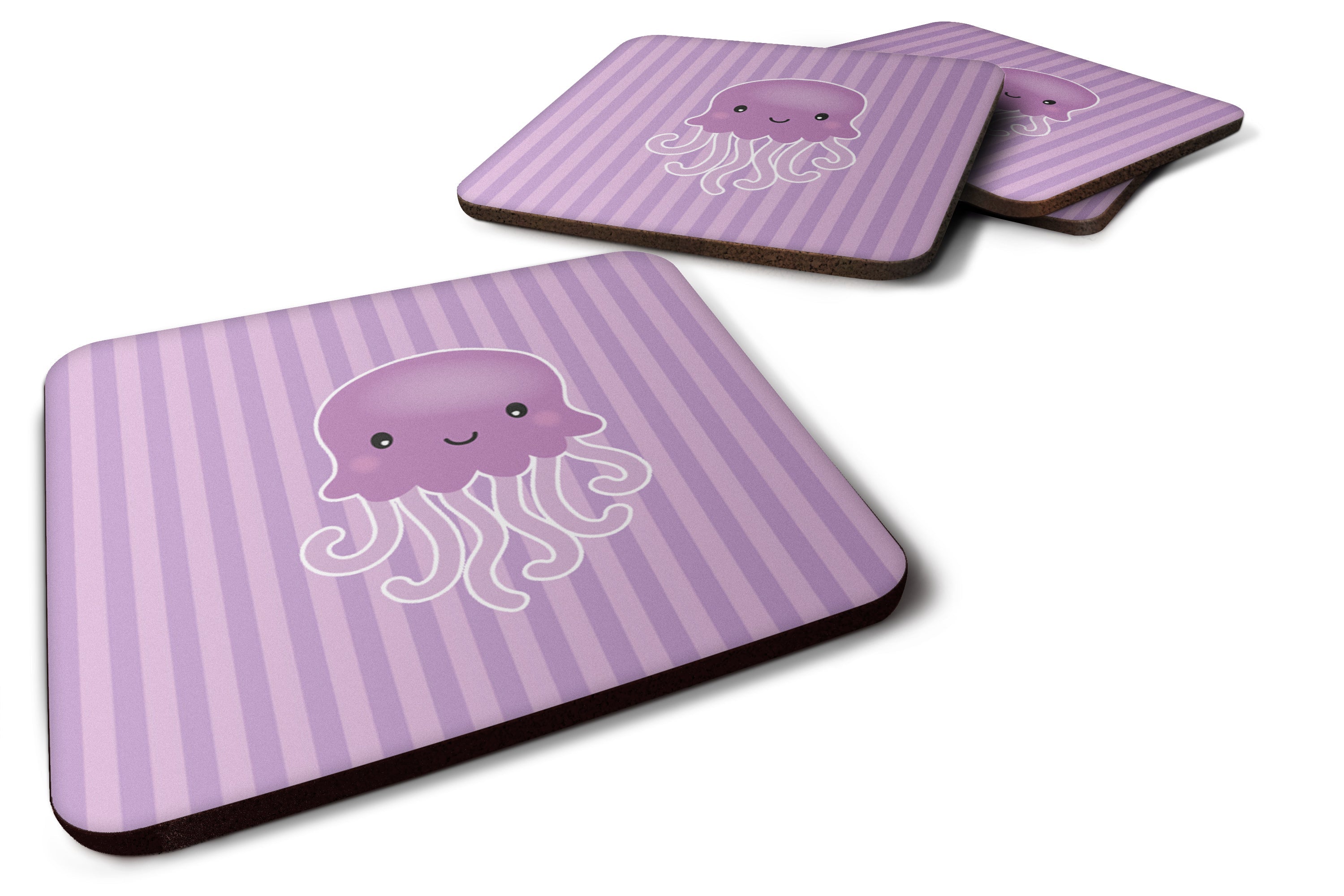 Jellyfish Foam Coasters Set of 4 Cup Coasters for Indoor Outdoor, Tabletop Protection, Anti Slip, Mouse pad Material