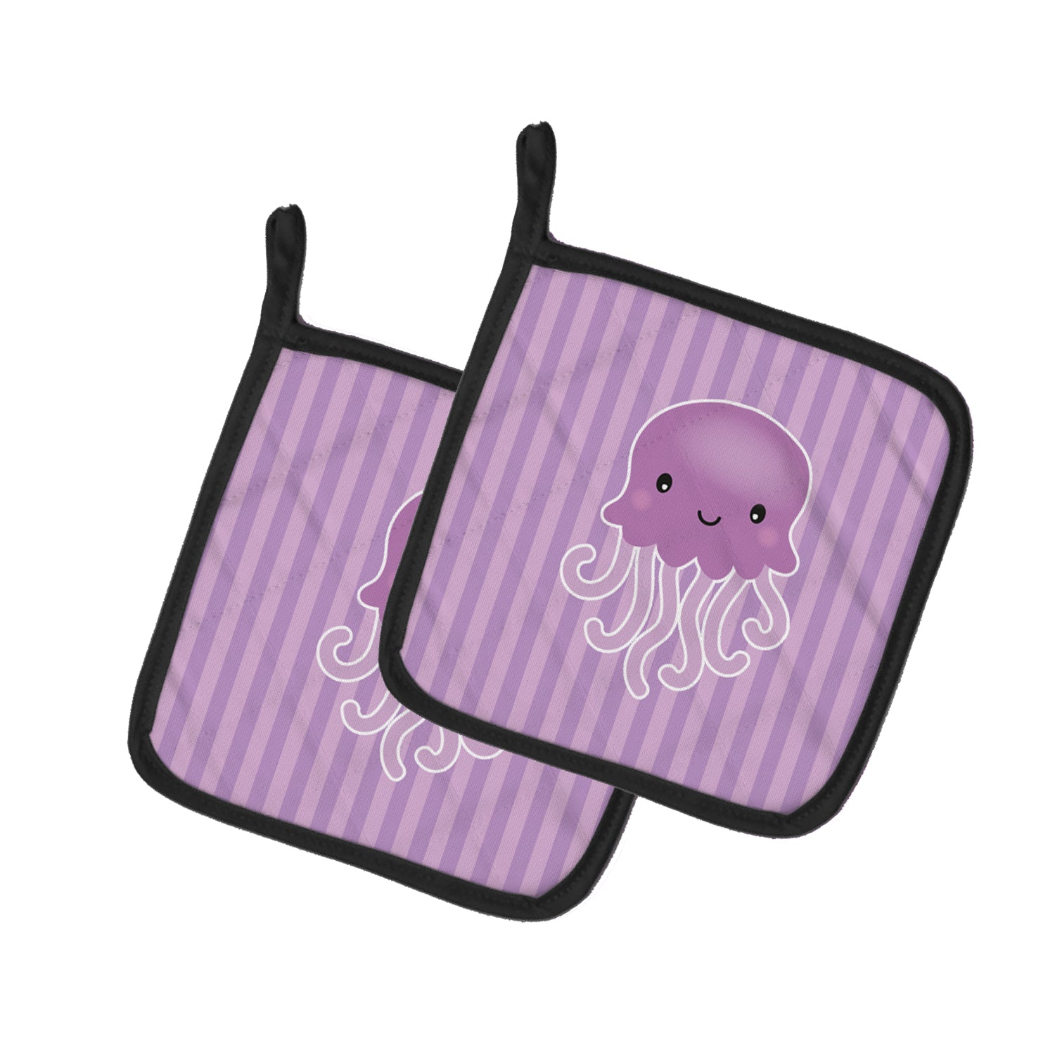 Jellyfish Pot Holder Set of 2 Heat Resistant Quilted Hot Pads 7.5 x 7.5 Inch, Insulated Kitchen Trivets for Cooking & Baking